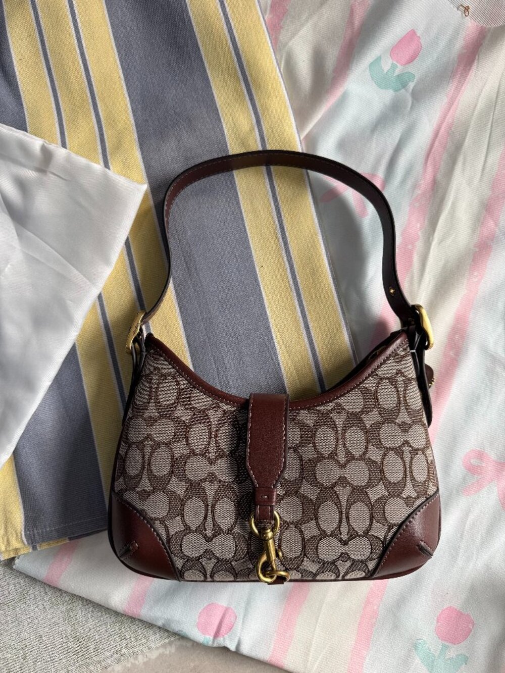 Coach Monogram Classic Brown Leather Patchwork Shoulder Bag